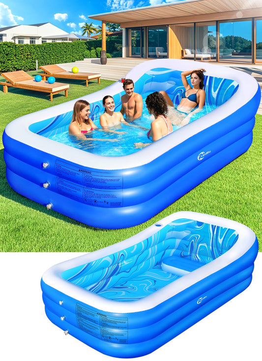 Inflatable Pool with Big Backrest and Seat,Oversized Thickened Large BlowUpPool for Adults,Inflatable Backyard Pools for Adult,Durable Swimming Pools Summer Water Party98 x63