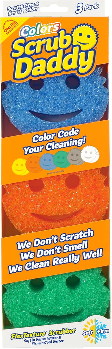 Scrub Daddy Color Sponges - Scratch-Free Multipurpose Dish Sponges for Kitchen, Bathroom & Household Cleaning - Made