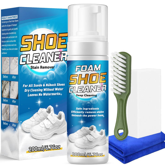 Shoe Cleaner, Deep Cleaning Sole Sneaker Cleaner, Shoe Cleaning Kit with Brush and Towel , White Shoe Cleaner for Sneakers, Tennis Shoes, Leather, Canvas, Rubber, Removes Dirt, Stains, 6.76 oz