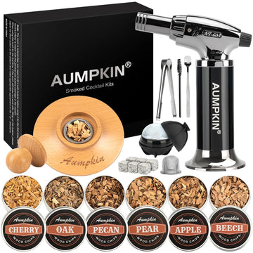 Cocktail Smoker Kit with Torch – 6 Flavors Wood Chips – Bourbon, Whiskey Smoker Infuser Kit, Old Fashioned Drink Smoker Kit