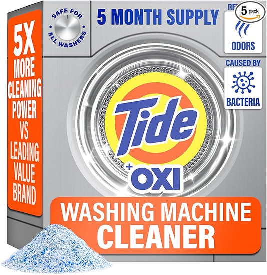 Washing Machine Cleaner by Tide, Washer Machine Cleaner with Oxi for Front and Top Loader Washer Machines, Deep Cleaning Residue & Odor Eliminator, 5 Month Supply (Packaging May Vary)