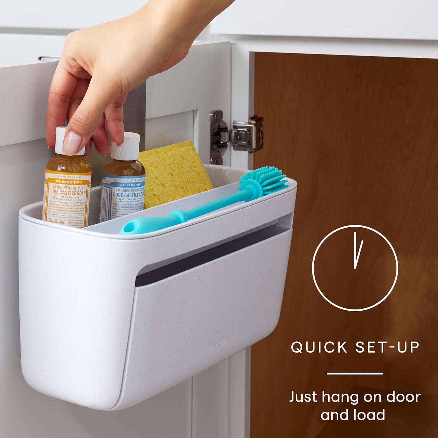 YouCopia DoorStash™ Dishwasher Pod Holder with Lid, Hanging Storage Container for Detergent, Speckled White