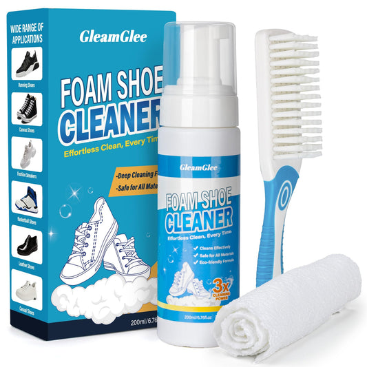 Shoe Cleaner, Sneaker Cleaner Foam for White Shoes & Sneakers, Deep Cleaning Shoe Cleaning Kit Removes Dirt & Stains Fast, 6.76 oz with Brush & Towel for Leather, Canvas, Knit, Rubber & More