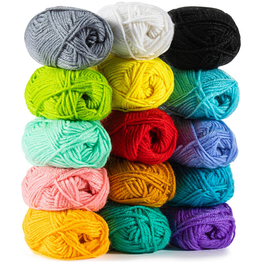 15x20g Acrylic Yarn for Crocheting - Soft Knitting Yarn for Crafts Multicolor Skeins for Crocheting DIY Bulk for Handicraft Knitting Scarves Ideal Gift for Beginners Adults