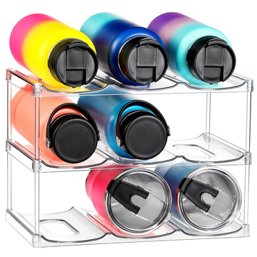 Larger Compartment - Stackable Water Bottle Organizer Holder - for Stanley & Others' Large Tumbler - Clear Wine Rack, Cup Bottle Holder