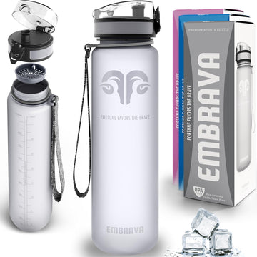 Embrava Sports Water Bottle - 32oz Large - Fast Flow Quick Sip Lid - BPA & Bps Free - Leakproof, Flip Top - Lightweight & Sturdy Tritan Plastic
