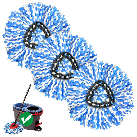 3 Pack Spin Mop Replacement Head Compatible with RinseClean 2-Tank System, Microfiber Mop Refill, Machine Washable Deep Cleaning Mop Head for Hardwood Tile Floor