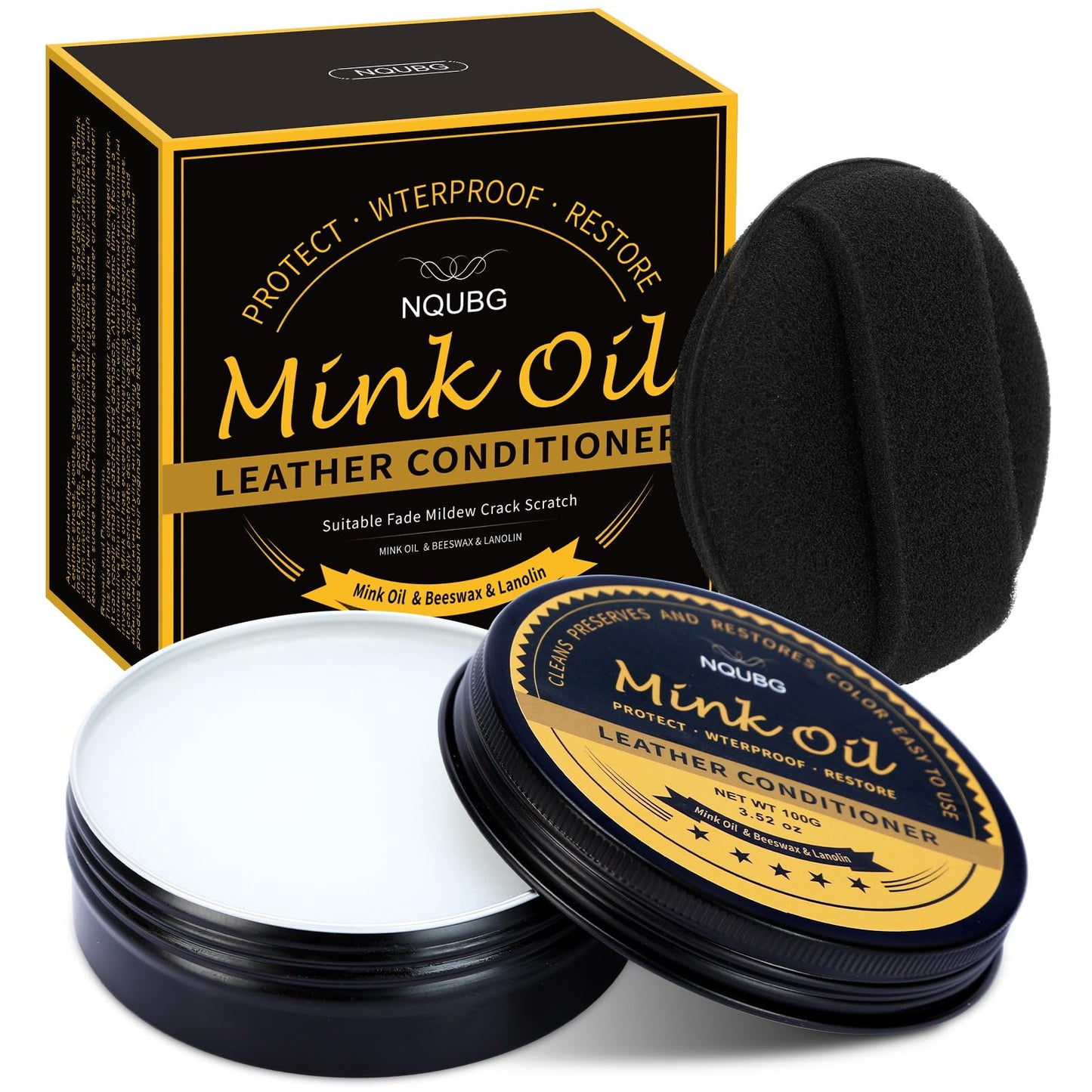 Mink Oil for Leather Boots, Boot Leather Care Kit, Leather Shoe Care Kit for Cowboy Boots, Work Boots, Leather Conditioner and Cleaner All-Natural Waterproof Soften and Restore Shoes