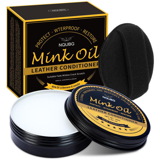 Mink Oil for Leather Boots, Boot Leather Care Kit, Leather Shoe Care Kit for Cowboy Boots, Work Boots, Leather Conditioner and Cleaner All-Natural Waterproof Soften and Restore Shoes