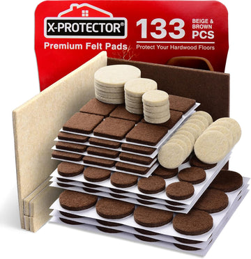Felt Furniture Pads X-protector 133 PCS Premium Furniture Pads - Felt Pads Furniture Feet Wood Floor Protectors