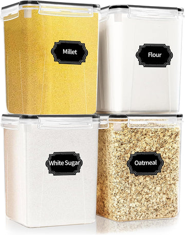 4 Pack Large Airtight Food Storage Containers with Lids (5.2L / 176oz), BPA Free Plastic Kitchen and Pantry Organization Contianers