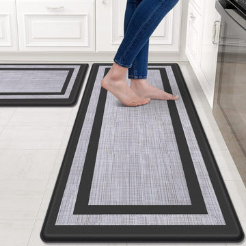 Mattitude Kitchen Mats Set of 2, Cushioned Anti-Fatigue Non-Skid Rug Sets Ergonomic Comfort Standing Mat for Kitchen, Floor, Office, Sink, Laundry