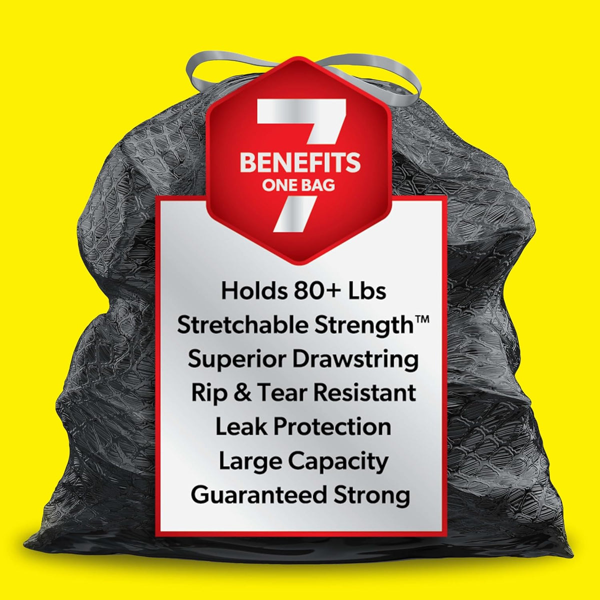 Glad Large 30 Gallon Trash Bags, Unscented Heavy Duty Garbage Bags, Forceflex with Drawstring, 50 Count (Packaging May Vary)