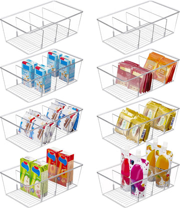 Vtopmart 8 Pack Food Storage Organizer Bins, Clear Plastic Bins for Pantry, Kitchen, Fridge, Cabinet Organization and Storage