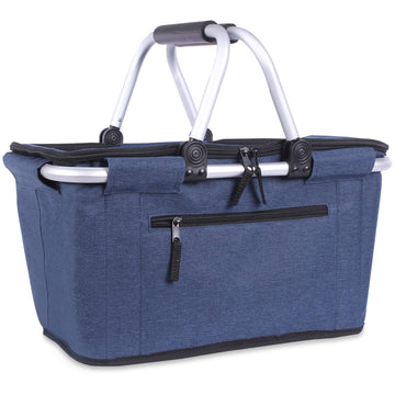 Picnic Basket, Siyuan Collapsible Shopping Basket with Lid 27L Large Market Basket