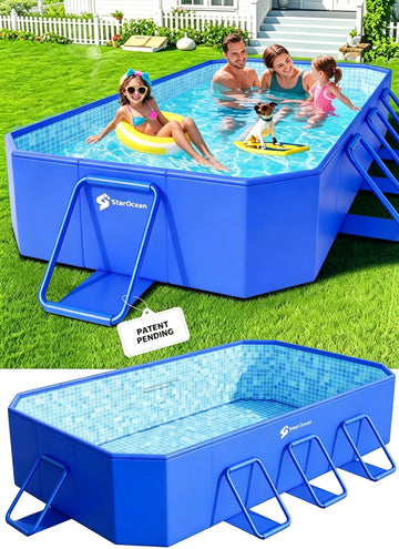 StarOcean Foldable Pool, Large Non-Inflatable Swimming Pool for Kids, Adult Collapsible Pools Hard Plastic Shell, Oversized Thickened