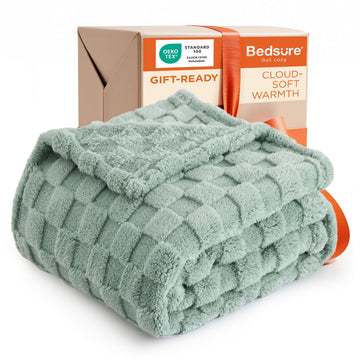 Bedsure GentleSoft Sage Green Throw Blanket for Couch - Checkered Fleece Blankets Gifts for Women Men Girls, Cute Soft Cozy Throw