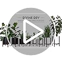 D'vine Dev Planter Pot with Stand - 14 Inch Plastic Cylinder Flower Pot with Wood Planter Holder for Indoor, Matte Black Pot + Walnut Color Stand