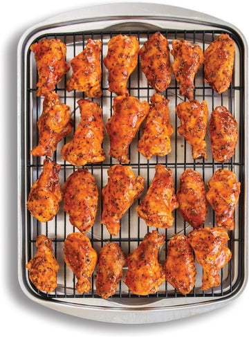 Nordic Ware Oven Crisp Baking Tray 2pc Set Includes Pan and Rack; Natural Aluminum For Air Frying, Crisping, Broiling, Baking