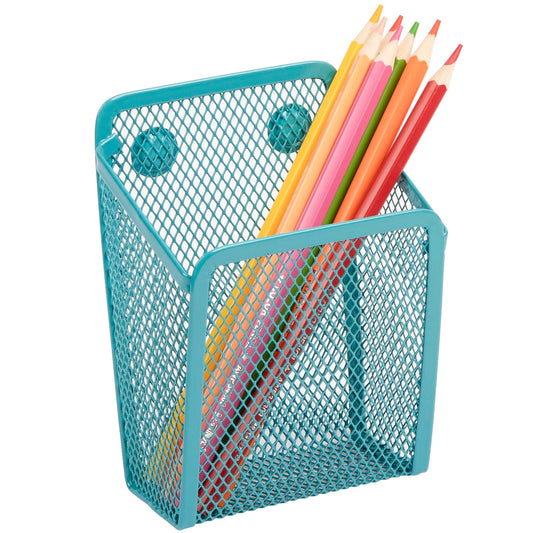 Magnetic Pencil Holder,Mesh Stainless Steel Pen Basket, Metal Writing Utensil Storage Organizer for Whiteboard,Blackboard,Kitchen, Locker, Home, or Office