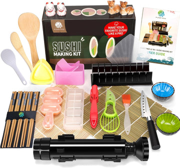 FUNGYAND Sushi Making Kit, 27-in-1 Professional Maker Set with Bazooka Roller, Nigiri & Musubi Presses, Bamboo Mats, Knife, Chopsticks