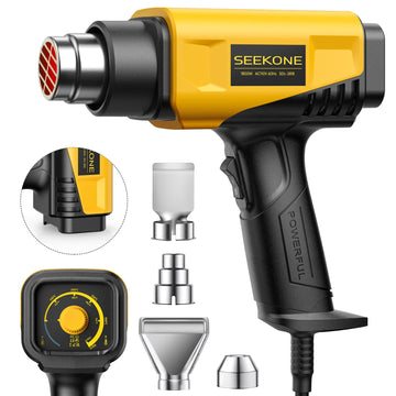 SEEKONE 1800W Heat Gun Compact Design Heavy Duty Hot Air Gun 122℉-1202℉(50℃- 650℃)Variable Temperature Control for 2 Speed Settings