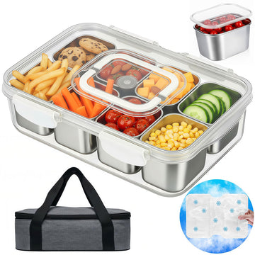 Snackle Box Container with Ice Pack Stainless Steel, Portable Snack Boxes