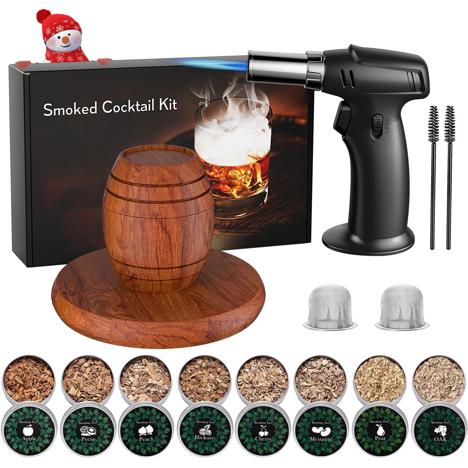 Whiskey Smoker Kit with Torch, Birthday Gifts for Him, Men, Dad, Husband, Cocktail Smoker Infuser Kit Old Fashioned Drink Smoker Kit Fathers Day Bourbon Whiskey Gifts