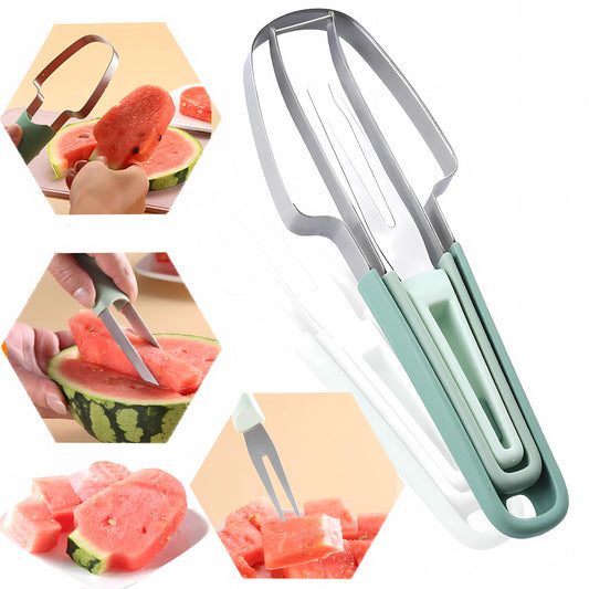 3-in-1 Watermelon Cutter Slicer Tool,Stainless Steel Watermelon Cutter Watermelon Popsicle Cutter Mold Watermelon Fork Fruit Cutter Tool for Kitchen Utility Gadgets