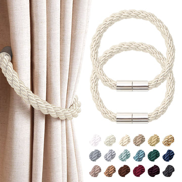 NICEEC 2 Pack Strong Magnetic Curtain Tiebacks Modern Simple Style Drape Tie Backs Convenient Decorative Weave Rope Curtain Holdbacks