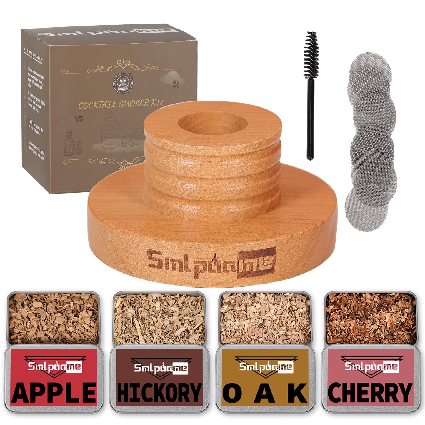 Cocktail Smoker Kit, Old Fashioned Smoker Kit for Bourbon Whiskey Drink, Smoker Infuser Kit with 4 Flavors Wood Chips, Birthday for Husband, Men, Dad