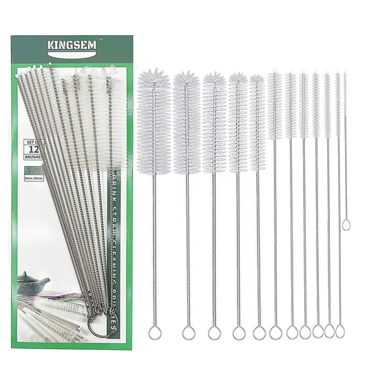 12 PCS Straw Cleaner Brush kit with 2mm-25mm /6.5-10 INCH for Tube and Pipe.Tumbler, Sippy Cup, Bottle with Straw,Hummingbird feeders and Drinking Straw, Brushes for Cleaning Tanks