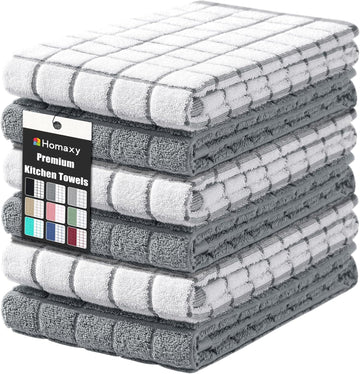 Homaxy Premium Cotton Kitchen Towels 16"x 28", Large Natural Ring Spun 390 Gsm Dish Towels, Super Absorbent Terry Kitchen Hand Towels