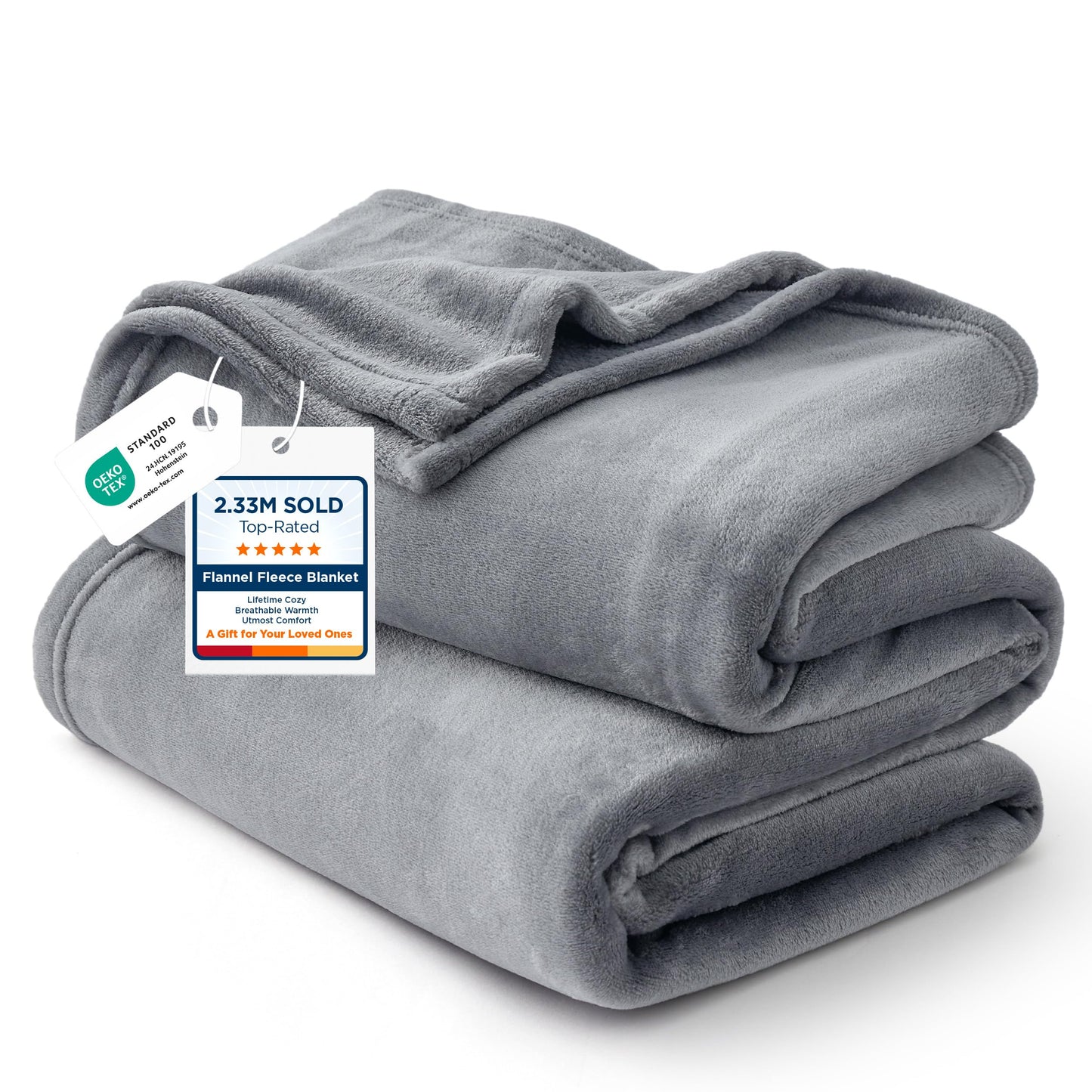 Bedsure GentleSoft Fleece Bed Blankets Queen Size Grey - Soft Warm Winter Blanket Lightweight Cozy Luxury Microfiber, Room Home Decor Christmas Decorations Gifts for Women and Men, 90x90 inches