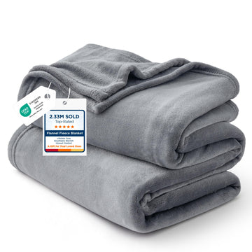 Bedsure GentleSoft Fleece Bed Blankets Queen Size Grey - Soft Warm Winter Blanket Lightweight Cozy Luxury Microfiber