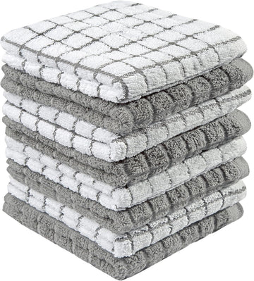 Bumble Dish Towels & Dish Cloths (8 Pack)| 100% Cotton Kitchen Towels| 12" x 12"| 405 Gsm| Soft, Highly Absorbent & Durable Rags