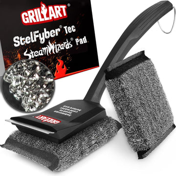 GRILLART SteamWizards Grill Brush Bristle Free, Safe BBQ Grill Brush for Outdoor Grill, Flat Top Grill Cleaner with Replaceable Head, Suitable