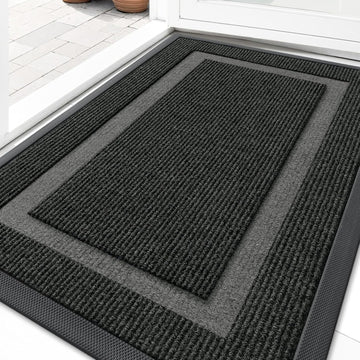 OLANLY Front Door Mat Indoor Outdoor Entrance, Waterproof All-Season, All-Weather Doormat, Sturdy Natural Rubber, Fade Resistant, Low Profile