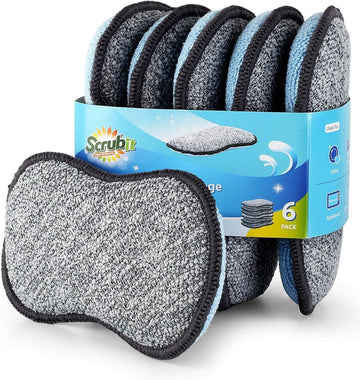 Multi-Purpose Sponges Kitchen by Scrub-it - Non-Scratch Microfiber sponges for Cleaning, Along with Heavy Duty Scrubbing Power