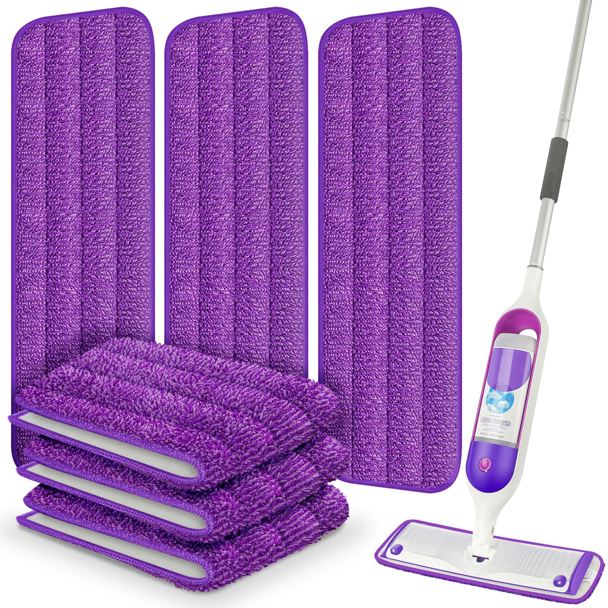Reusable Mop Pads Compatible with Swiffer PowerMop, Microfiber Pads Refills for 13''-15'' Spray Mop, Wood Floor Replacement Refill Machine Washable for Multi-Surface Floor Cleaning, 6 Pack