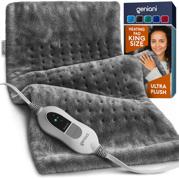 GENIANI Electric Heating Pad for Back Pain & Cramps Relief, Electric Throw, Auto Shut Off, Machine Washable, Moist Heat Pad for Neck & Shoulder