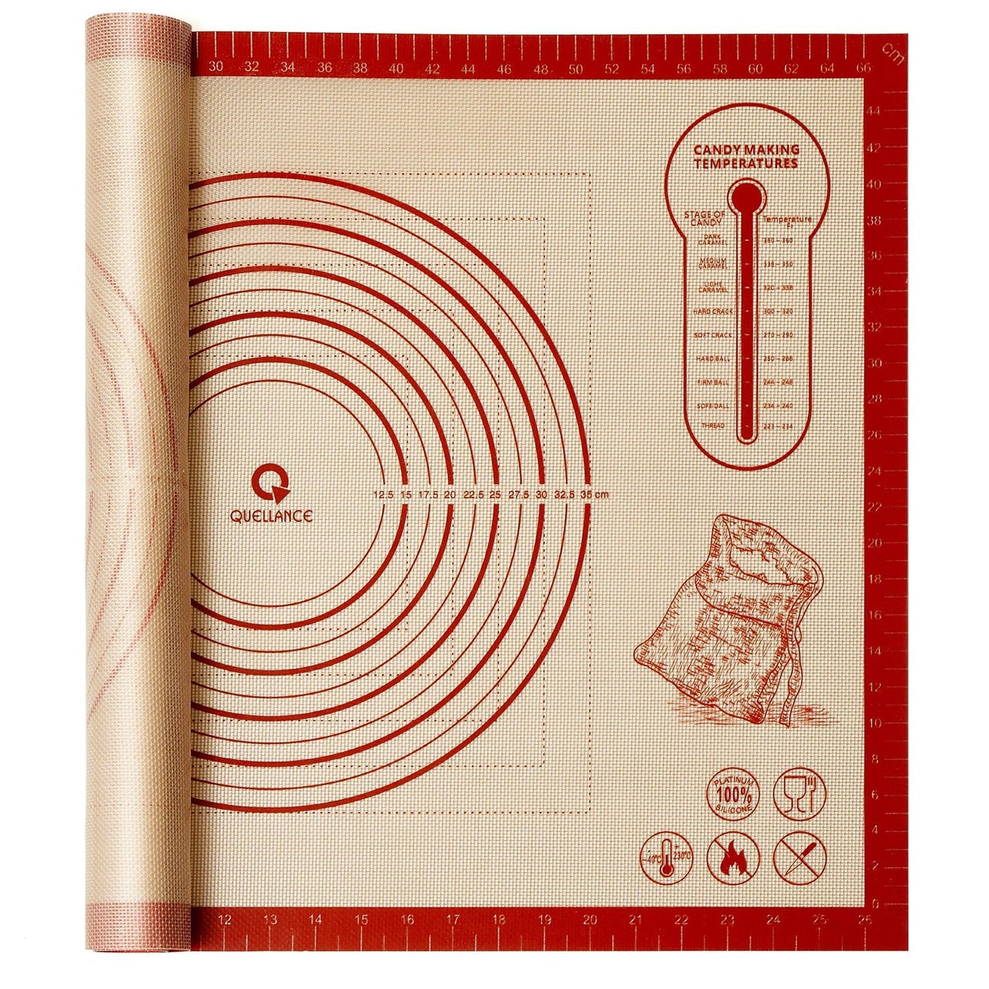 Silicone Baking Pastry Dough Mat - 28x20Inch Extra Large Cookie Bread Rolling Mats Sheet, Nonstick Kitchen Counter Kneading Board, Thick Reusable Pie Cookies Pizza Fondant Making Matt with Measurement