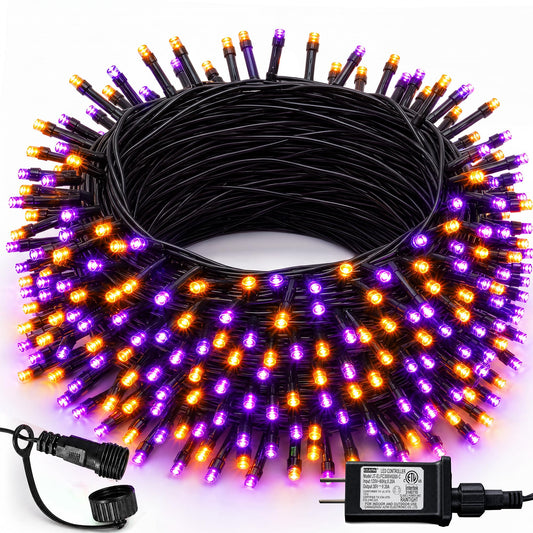 DAZZLE BRIGHT Halloween 300 LED String Lights, 100FT String Lights with 8 Lighting Modes, Halloween Decorations for Party Carnival Supplies, Outdoor