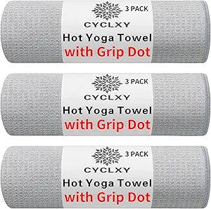 3 Pack Yoga Mat Towels with Grip Dot, Hot Yoga Towel Non Slip Yoga Mat Towel Non-Slip Sweat Absorbent Anti-Slip Yoga Towel for Bikram,Pilates