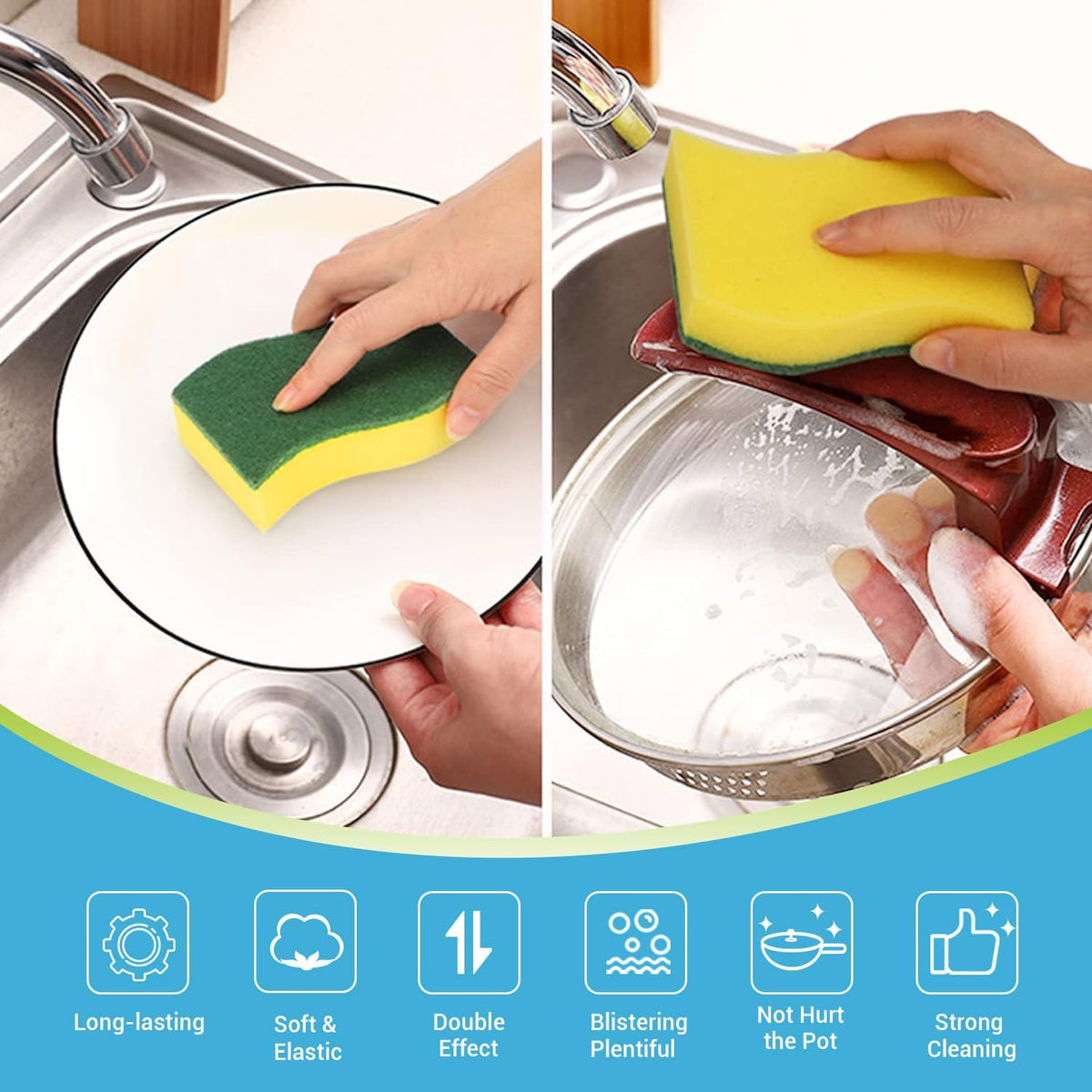 Aidea Sponges Kitchen, 50 Pack Heavy Duty Dish Sponge