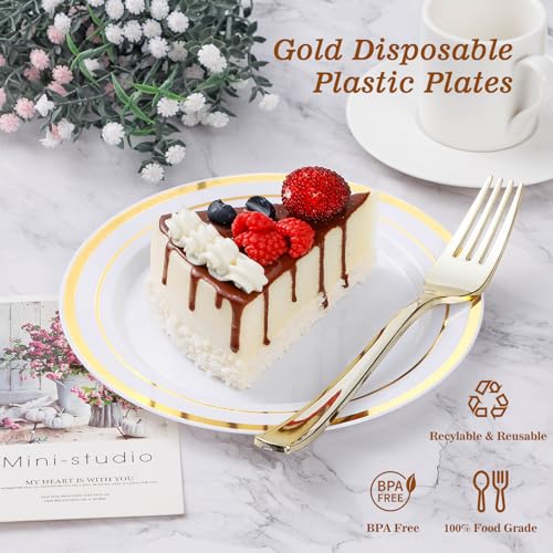 BESTVIP 200PCS Gold Plastic Plate