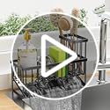 Cisily Sink Caddy Sponge Holder for Kitchen with Brush Holder and Stainless Steel Self Drain Tray, Rustproof Kitchen Sink Organizer for Sponge, Soap Dispenser Storage Accessories