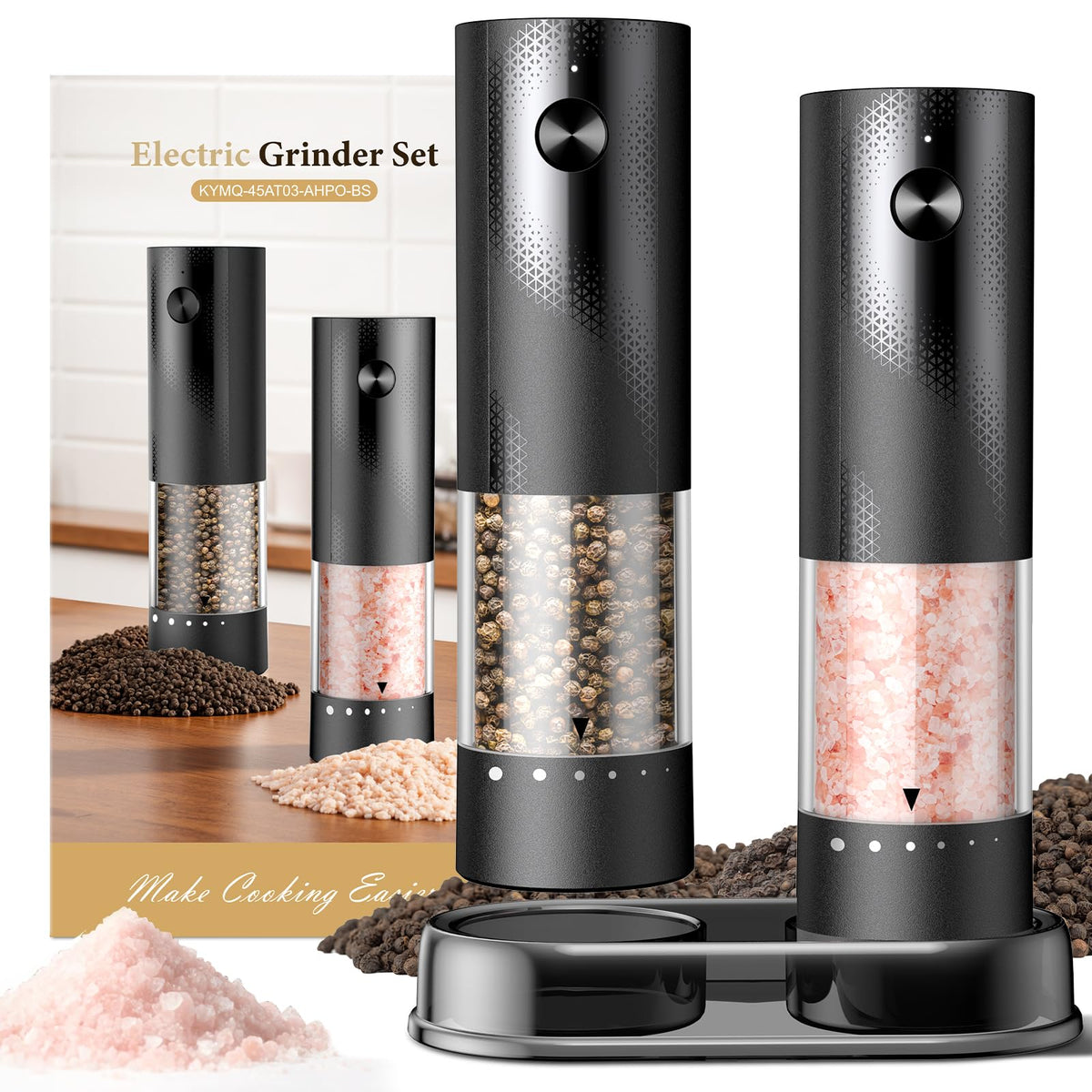 Electric Salt and Pepper Grinder Set - Automatic Shakers
