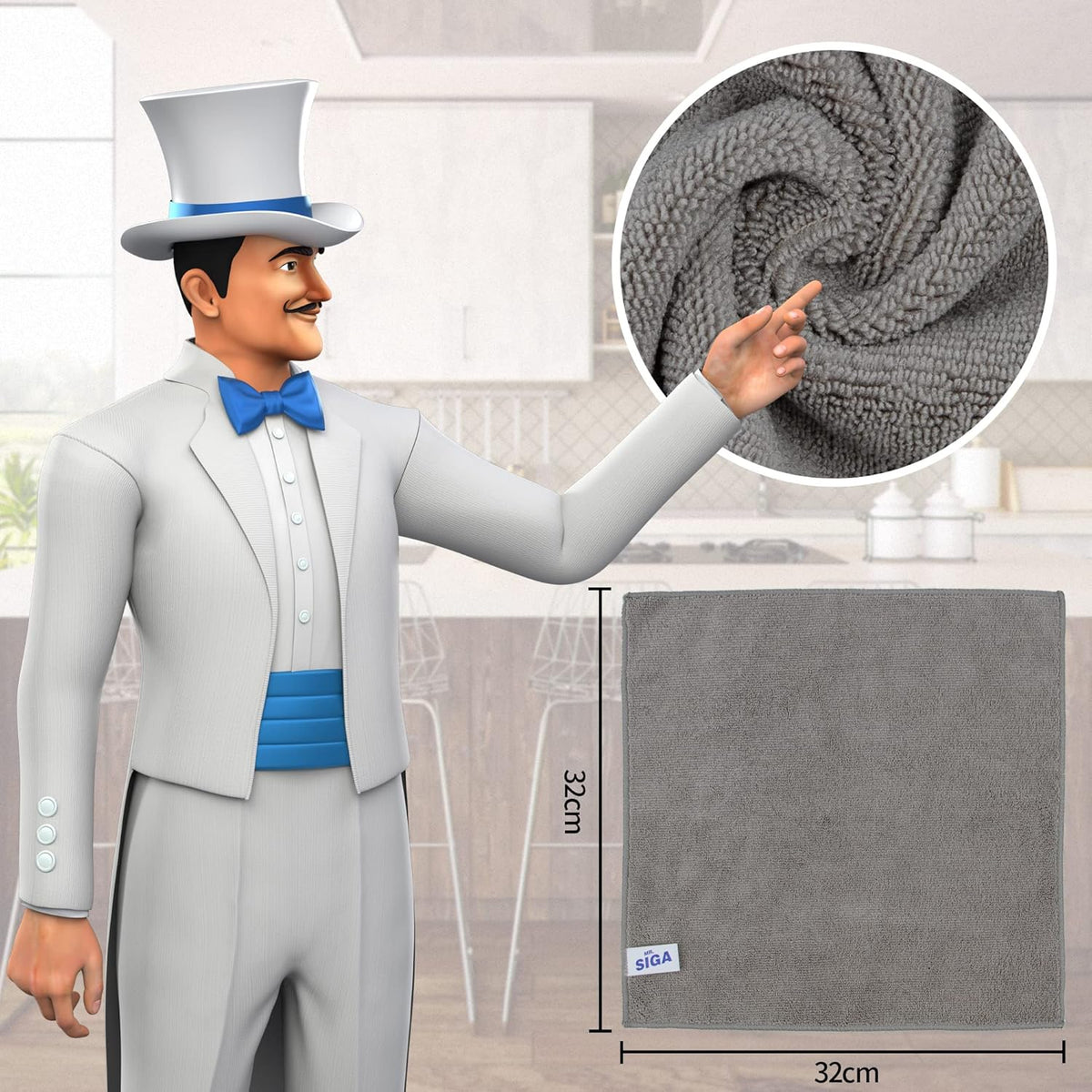 MR.SIGA Microfiber Cleaning Cloth, Microfiber Towels