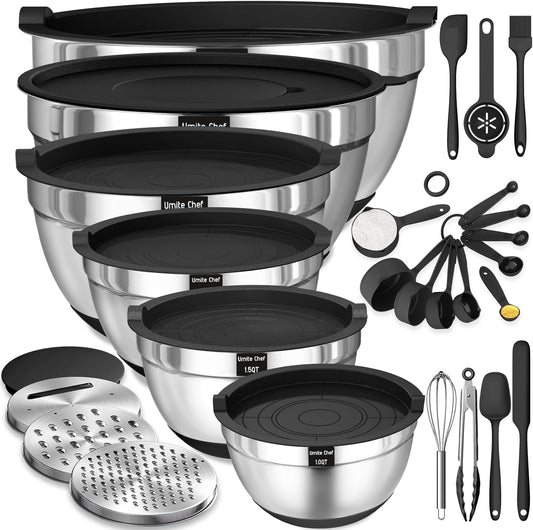 Umite Chef Mixing Bowls with Airtight Lids, 26 PC Stainless Steel
